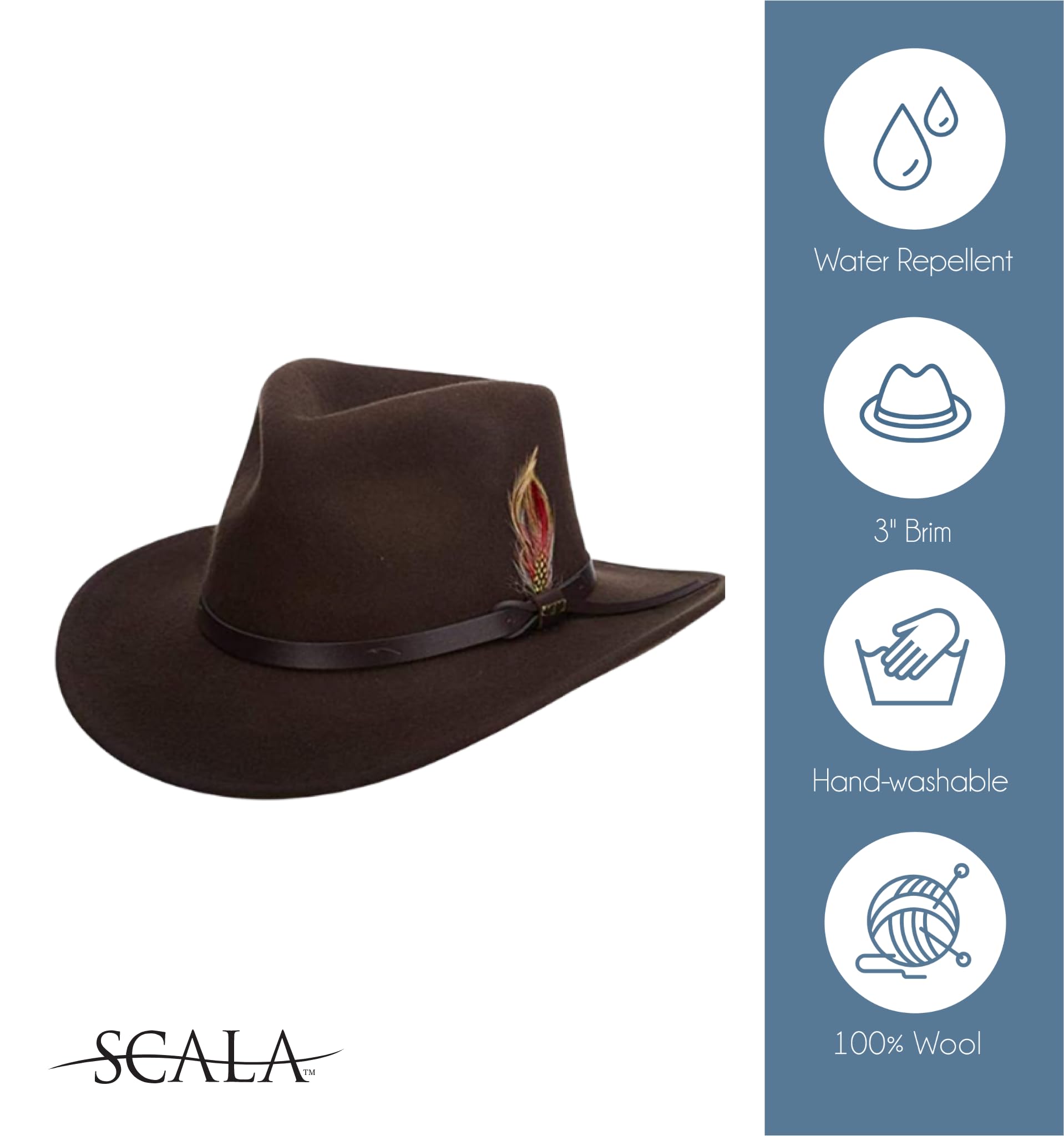 Scala Classico Men's Crushable Felt Outback Hat - Image 4