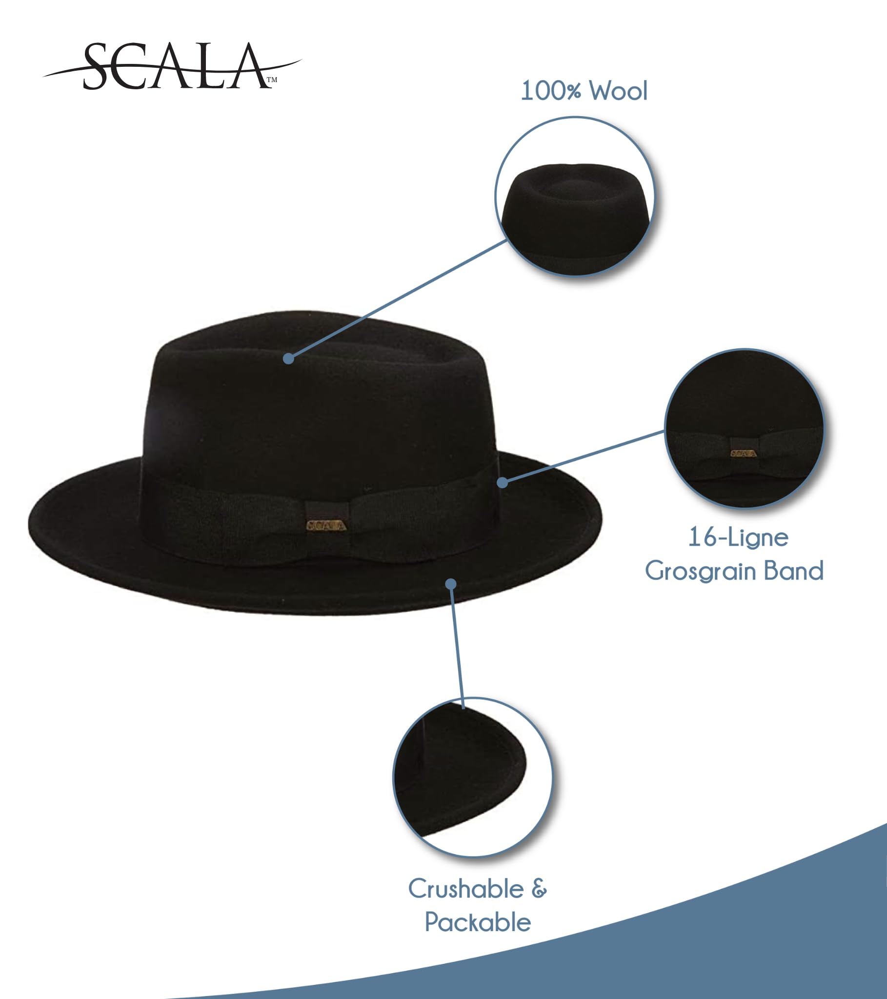 Scala Classico Men's Crushable Wool Felt Fedora - Image 3