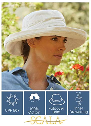 Scala womens Cotton Big Brim Hat With Inner Drawstring & Upf 50+ Rating - Image 8
